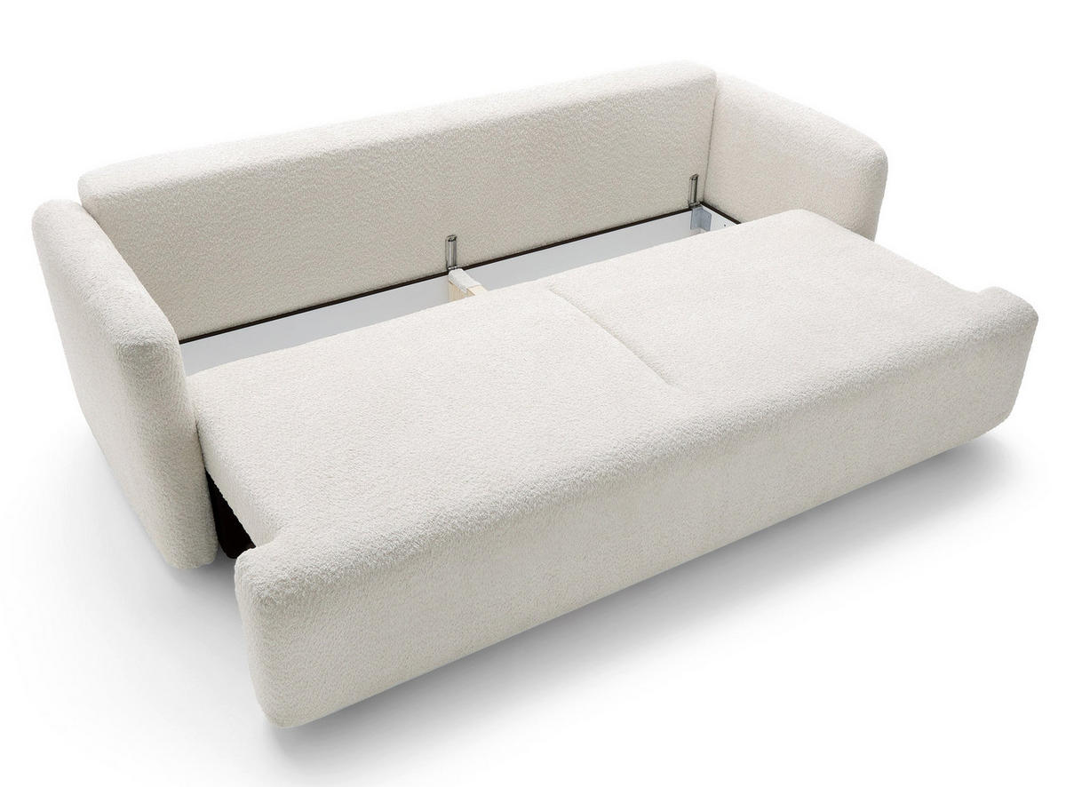 SCHLAFSOFA Lambina Cremeweiß Boucle - Creme/Schwarz, Kunststoff/Textil (227/92/104cm) - Selsey