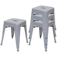HOCKER Grau 4er-Set - Grau, Metall (39/46/39cm) - MCW