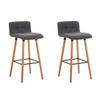 BARHOCKER 2er Set Stoff hellgrau - Eukalyptusholzfarben/Hellgrau, Holz/Textil (42/94/49cm) - CLP