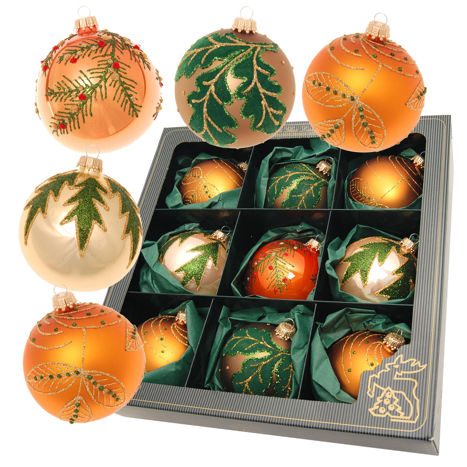 CHRISTBAUMKUGELN Herbstland Orange 8cm (Glas / 9 Stk.) - Orange, Glas (8/8/8cm) - Krebs Glas Lauscha