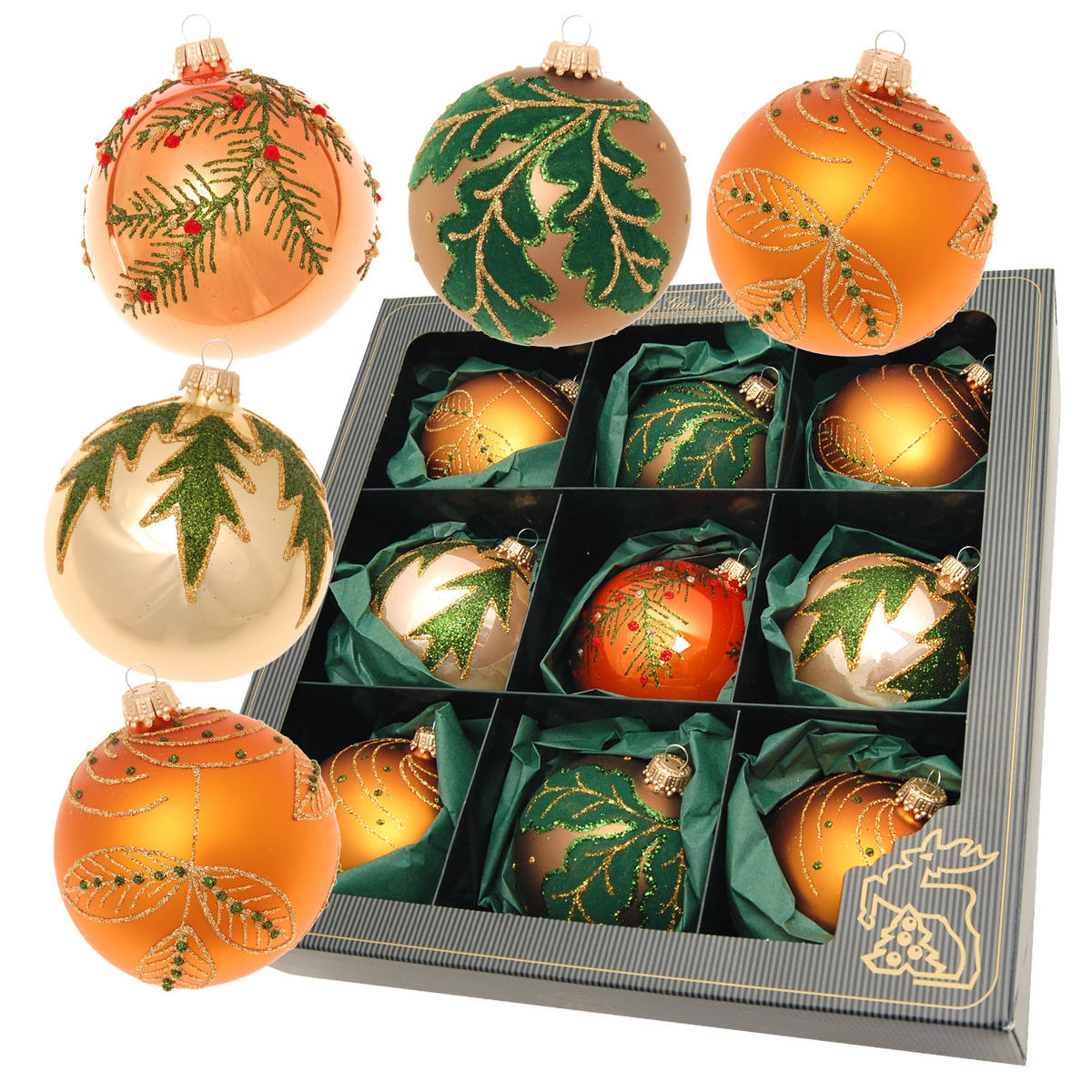 CHRISTBAUMKUGELN Herbstland Orange 8cm (Glas / 9 Stk.) - Orange, Glas (8/8/8cm) - Krebs Glas Lauscha