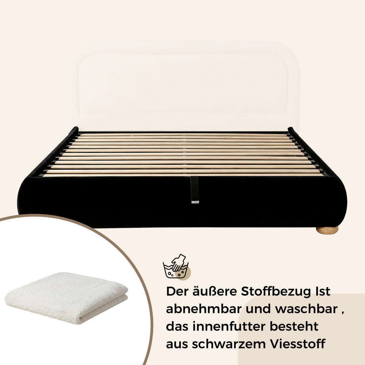 POLSTERBETT 160/200 mit Bettkasten und Lattenrost in Weiß - Weiß, Holzwerkstoff/Textil (160/200cm) - EVRYAE