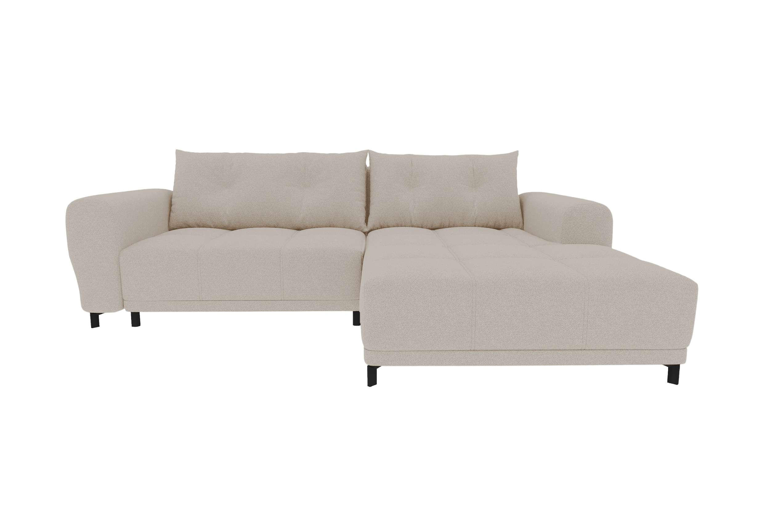 ECKSOFA Massimo Strukturstoff Beige inkl. Schlaffunktion Rechts - Beige/Schwarz, Textil/Metall (246/177cm) - 99rooms