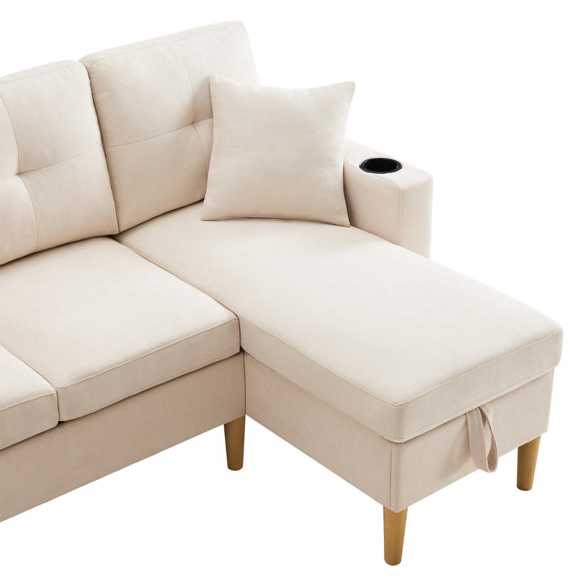 ECKSOFA 175/129/90 cm Beige - Beige, Textil (129/175cm)
