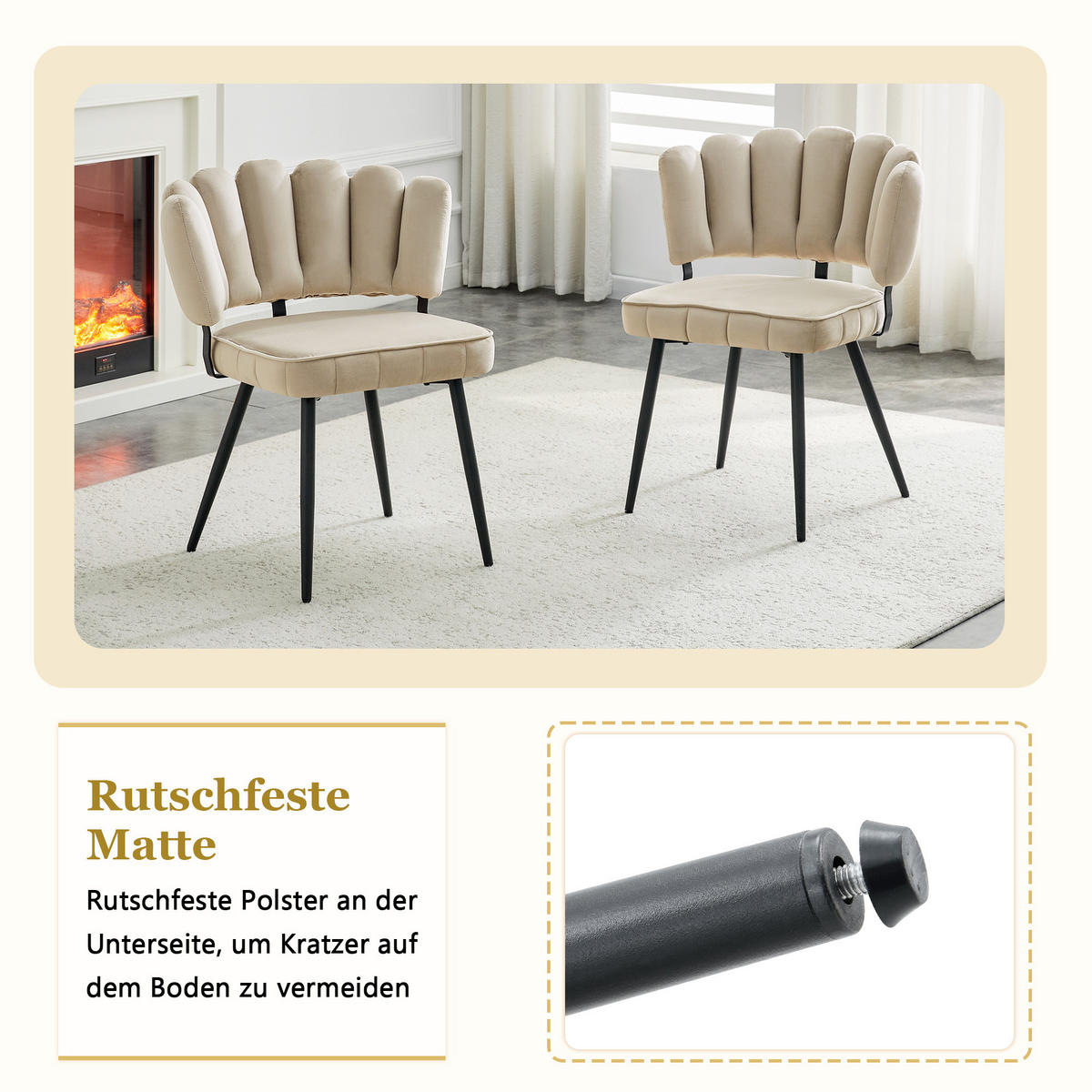 ESSGRUPPE DE-39428 5-teilig, mit doppelter Ablage und 4 Stühlen Hellbraun - Hellbraun, Metall (107/75/107cm) - ComfortXL