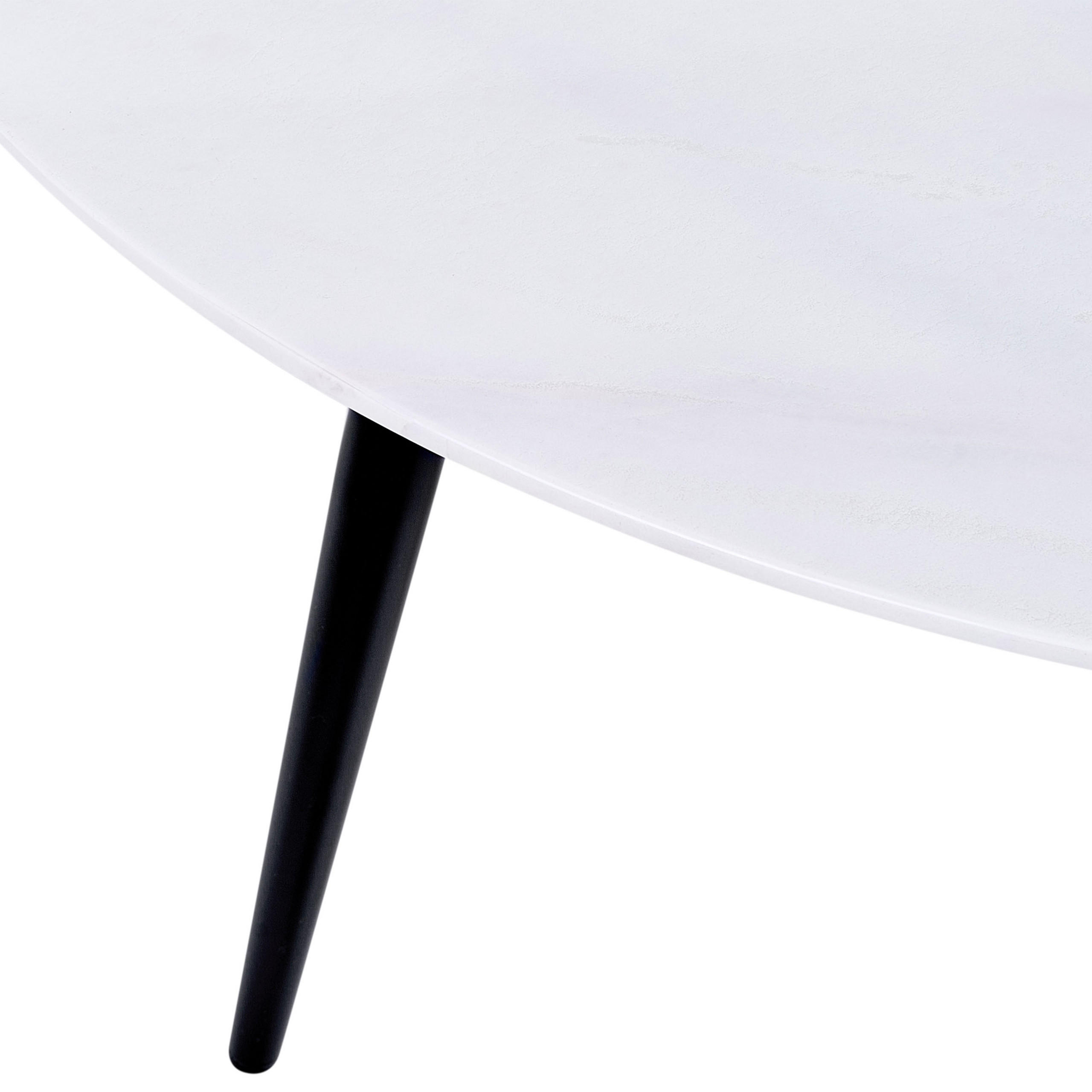 COUCHTISCH Marmor Optik weiß/schwarz 79 cm Effie - Schwarz/Weiß, Holzwerkstoff (79/61/40cm) - Beliani