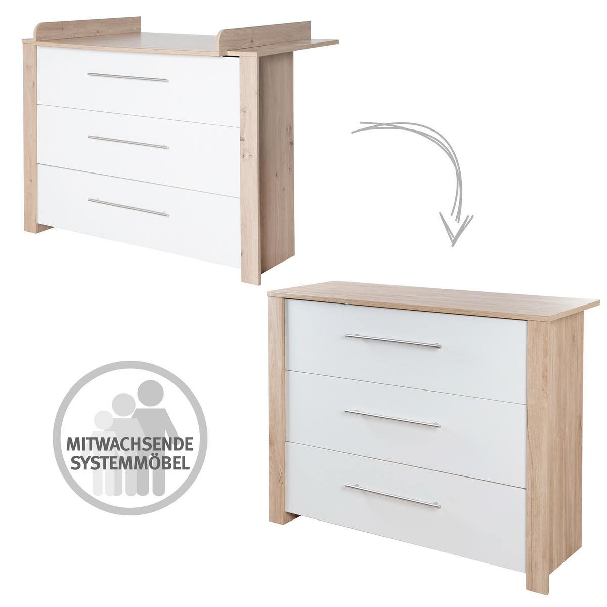 BABYZIMMERSET Malo 2-teilig - Weiß, Holzwerkstoff (144/98.5/76cm) - Roba