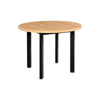 ESSTISCH Poli 2, 100 cm, grandson - Birkefarben/Schwarz, Holz (100/100/76cm) - Leaf Design