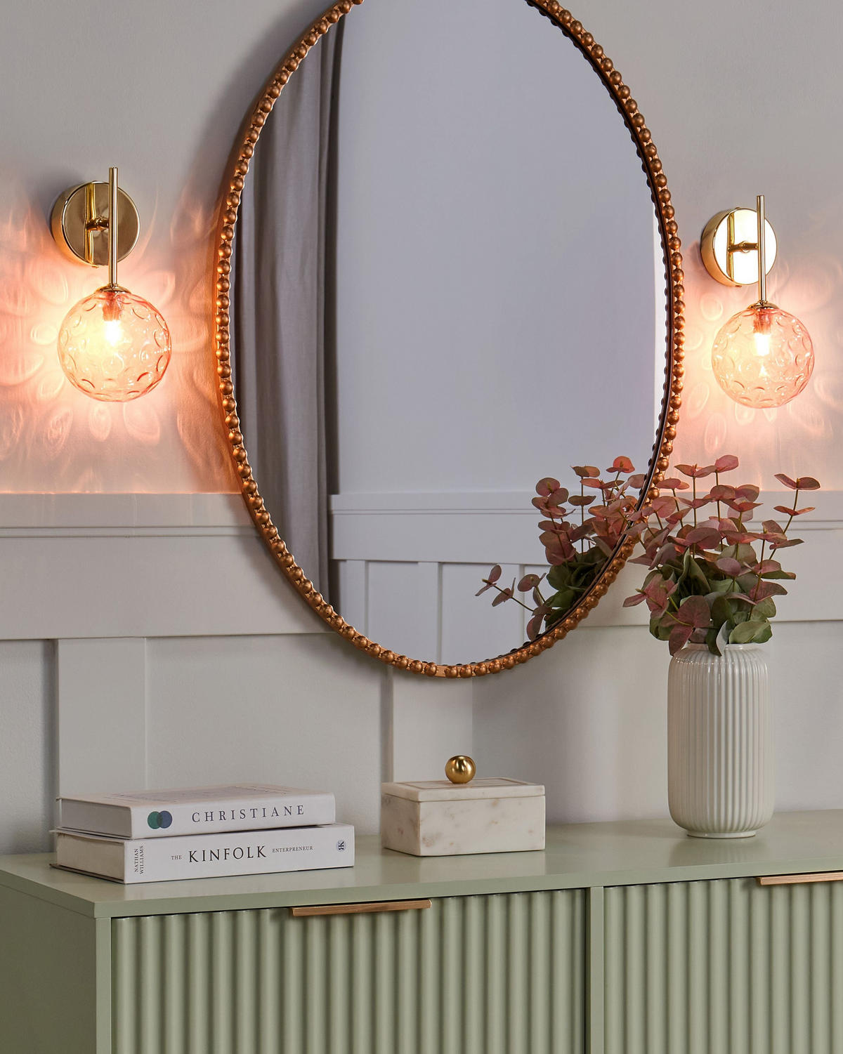WANDLAMPE Gold Anadyr - Pink/Goldfarben, Glas (14/25/14cm) - Beliani