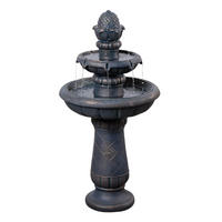 VOGELBAD BRUNNEN 2-stufig Outdoor, 99cm, Schwarz - Schwarz, Stein (53/99/53cm) - Teamson Home