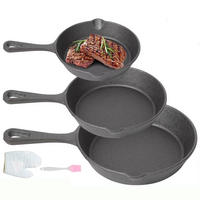 PFANNENSET Gusseisen 3-teilig Bratpfanne Topf Schwarz - Schwarz, Metall - Kaket