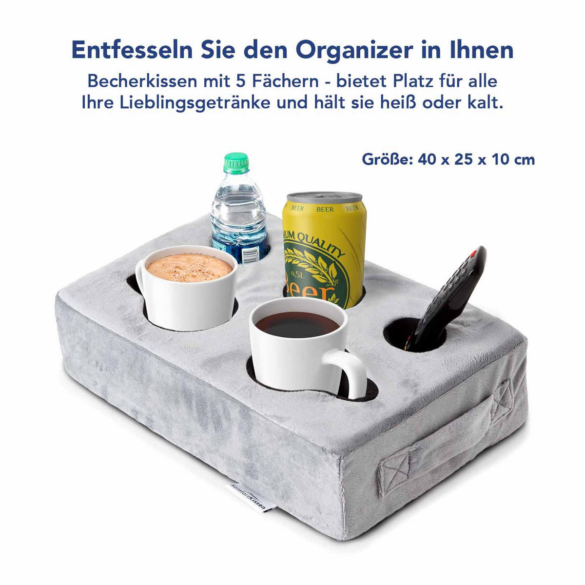 TASSENKISSEN - Grau, Textil (40/25cm) - KomfortKissen