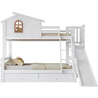 ETAGENBETT 90/200 & 120/200 cm mit Rutsche, Fenster, 2 Schubladen und Kiefer/MDF-Gestell, Weiß - Weiß, Holz (90/200cm) - Redom