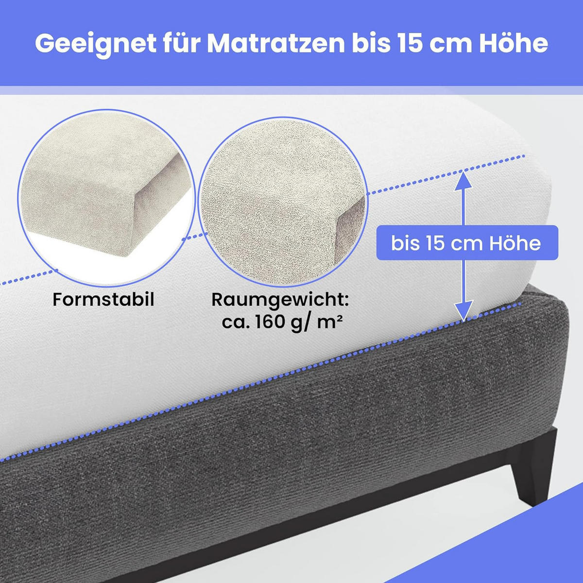 SPANNBETTLAKEN 120/200 cm, Frottee Elastisch 100 % Baumwolle Ecri - Ecru, Textil (120/200cm) - Best For Home