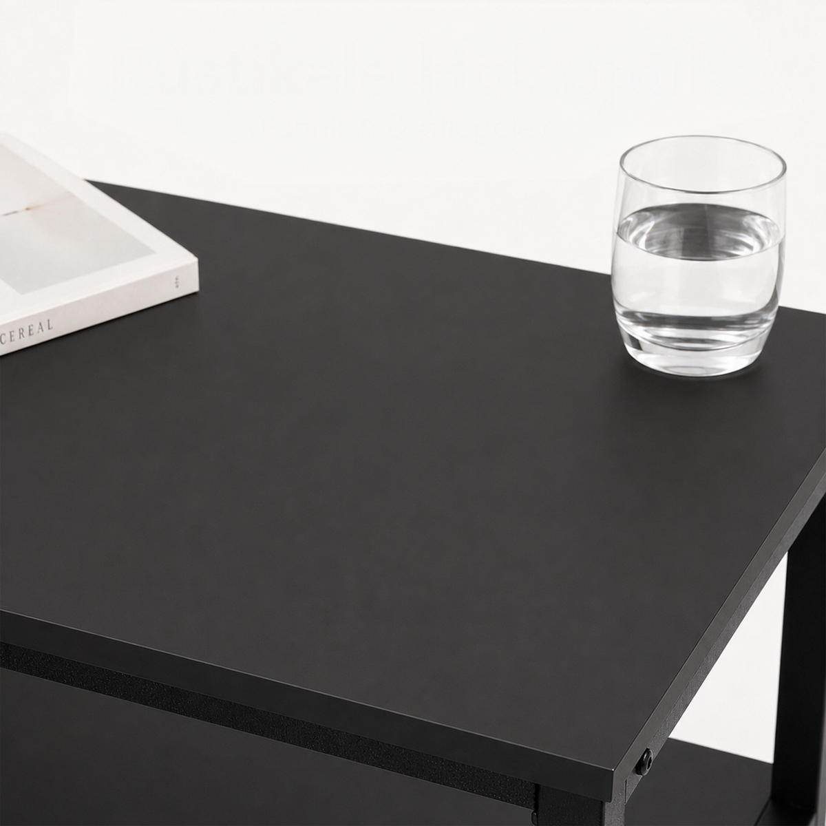 NACHTTISCH Schwarz 1er-Set 2 Schubladen 61x38x28 cm - Schwarz, Holzwerkstoff/Textil (38/61/28cm) - Relaxdays