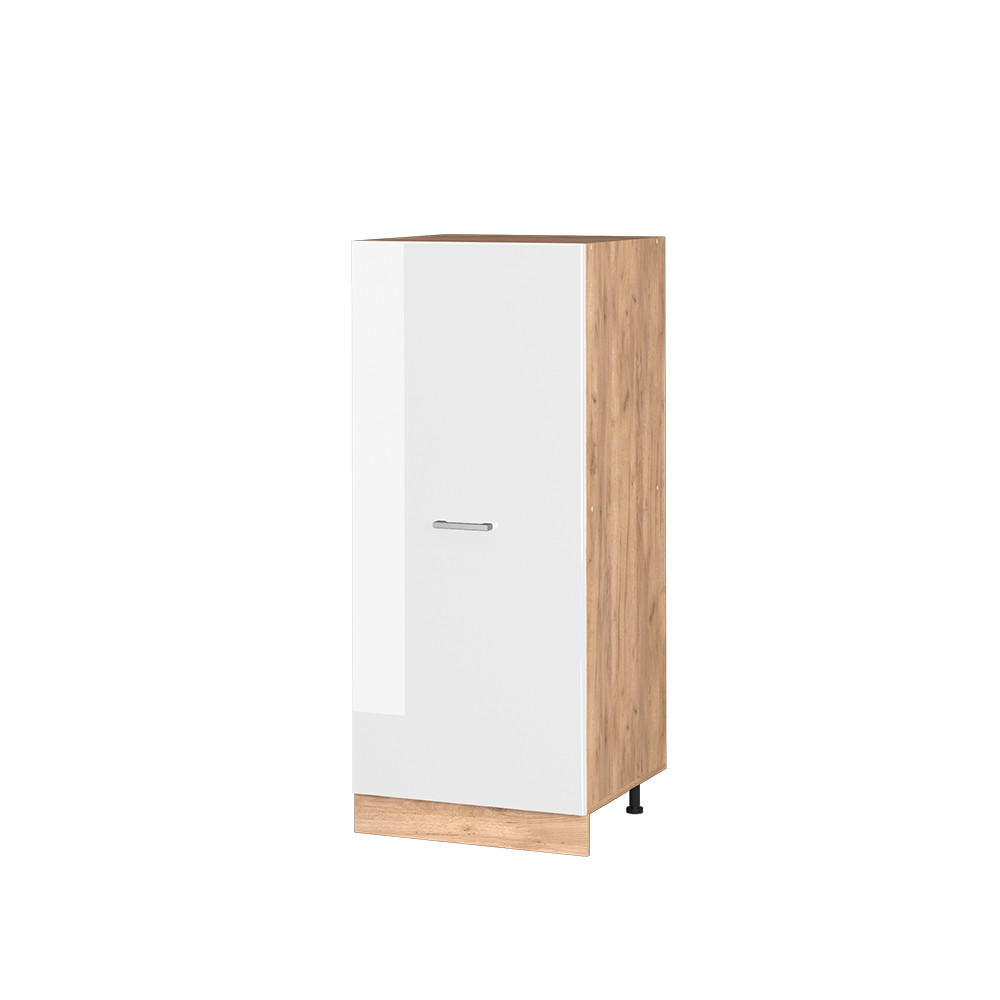 HOCHSCHRANK R-Line Weiß Hochglanz 60 cm - Honigeiche/Weiß Hochglanz, Holzwerkstoff (60/143/57cm) - Vicco