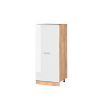 HOCHSCHRANK R-Line Weiß Hochglanz 60 cm - Honigeiche/Weiß Hochglanz, Holzwerkstoff (60/143/57cm) - Vicco