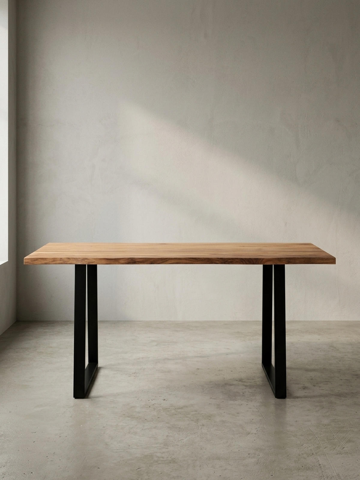 SCHREIBTISCH Massivholz Baumkante Handgefertigt Akazie TARN, Goldbraun-Schwarz 120x60x76 cm - Schwarz/Braun, Holz/Metall (60/120/76cm) - KADIMA DESIGN