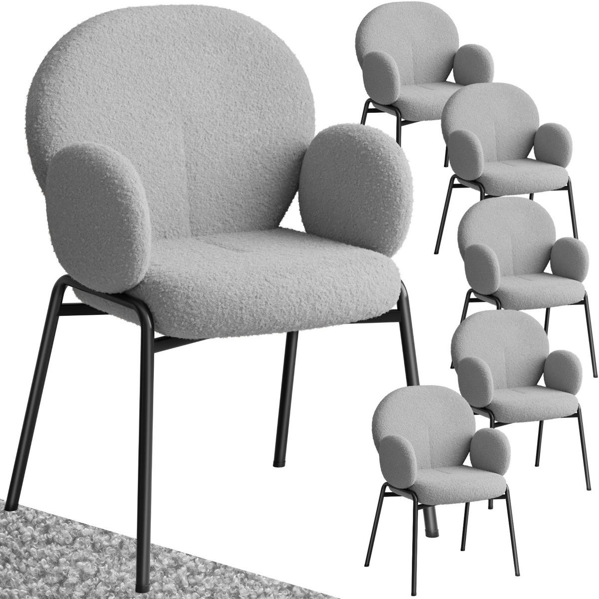 STUHL 6er Set Scandi Belastbarkeit 120 kg 61 5 x 62 x 90 - Hellgrau, Kunststoff (62/90/61.5cm) - tectake