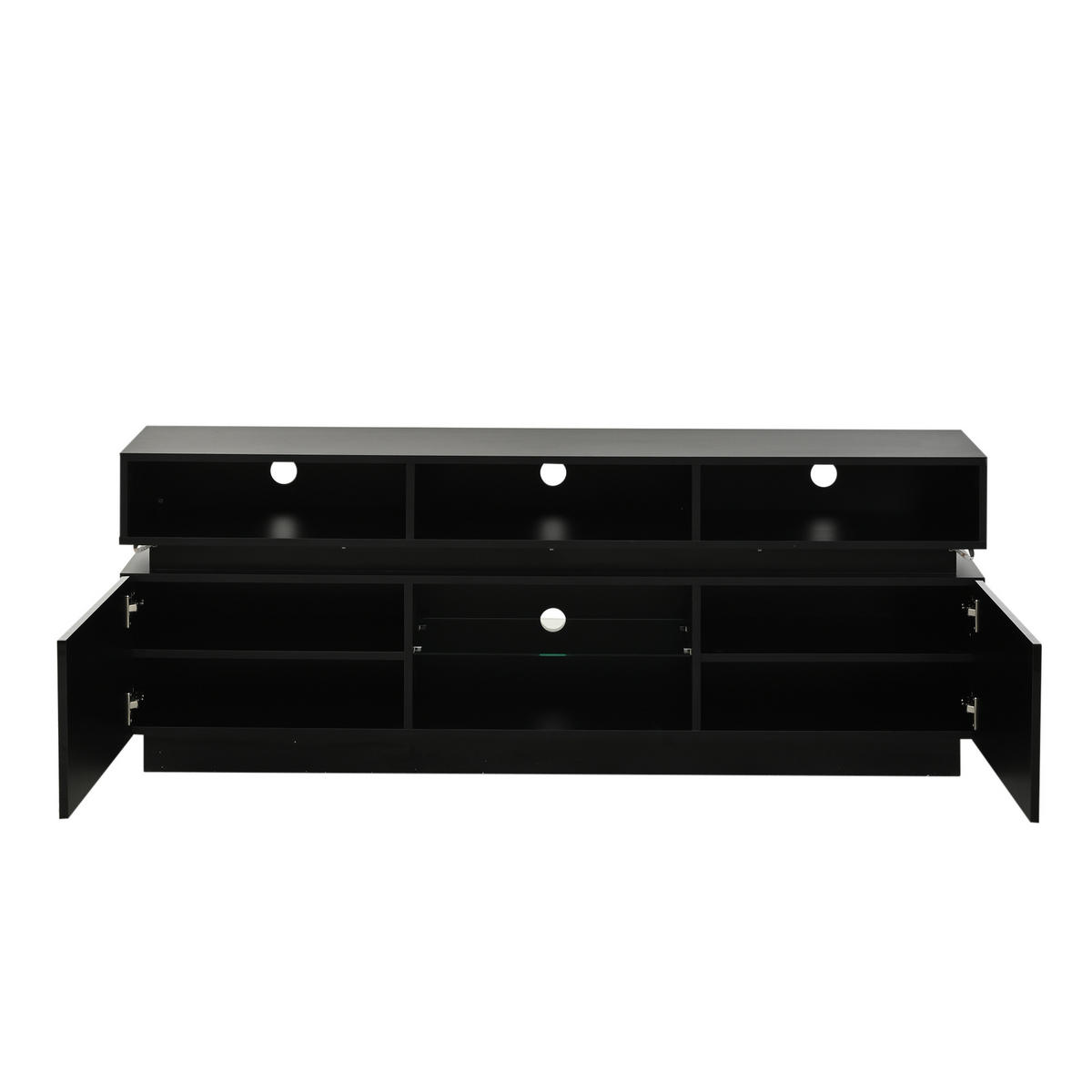 LOWBOARD DE-40428 10 Fächer mit LED und Hochglanz Schwarz - Schwarz, Holzwerkstoff (160/60/35cm) - ComfortXL