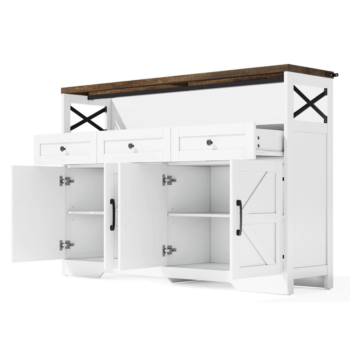 SIDEBOARD 140/35/95 cm Braun/Weiß aus MDF mit 3 Schubladen - Braun, Holzwerkstoff (35/95/140cm) - OKMYHOME