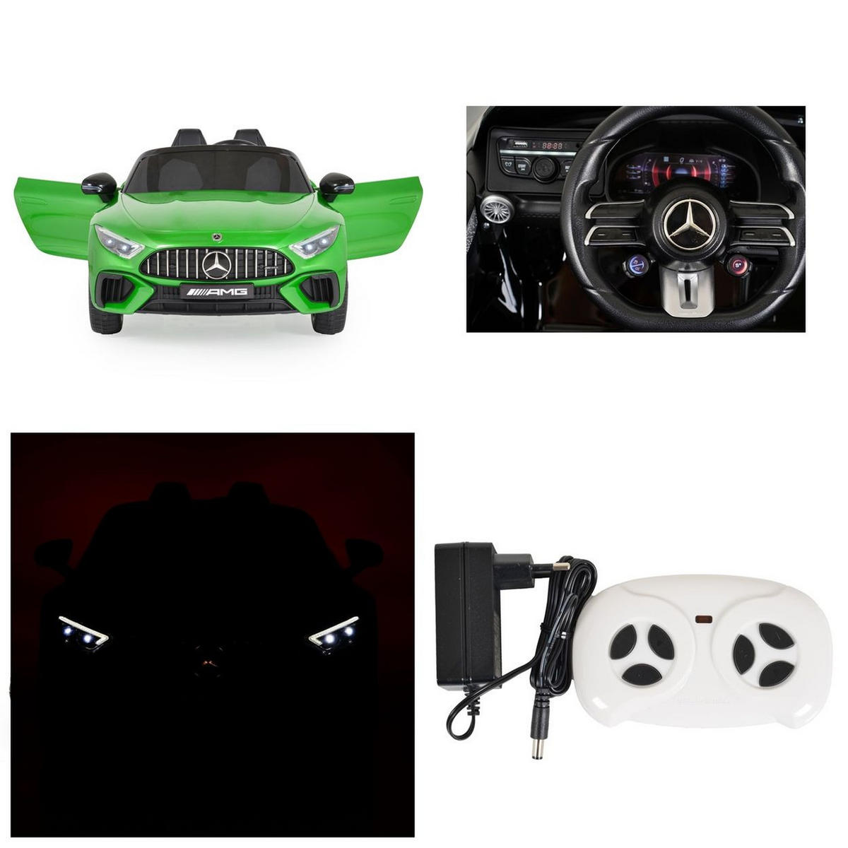 ELEKTROAUTO Mercedes Benz grün DK-SL63 Zweisitzer Fernbedienung Bluetooth - Grün, Kunststoff (125/78/52cm) - Moni