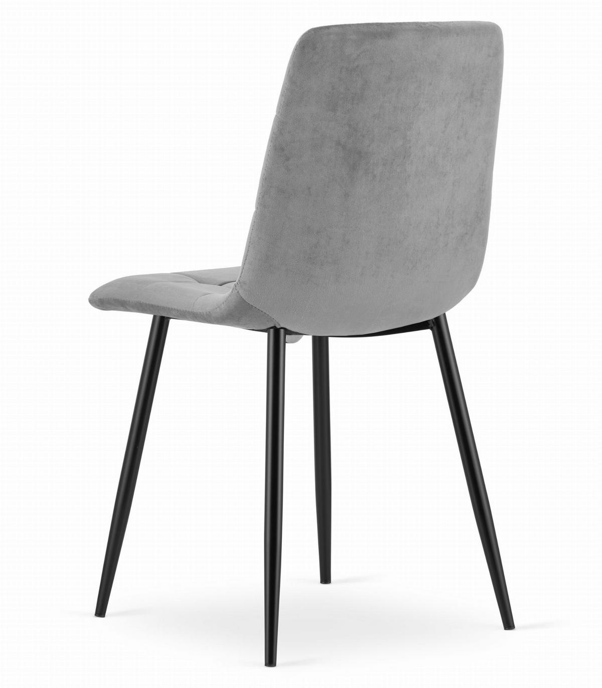 STUHL CETARA 1 Stück, Grau, Schwarz, mit Samtstoff gepolstert - Hellgrau, Textil/Metall (45/87/51cm) - Komodee