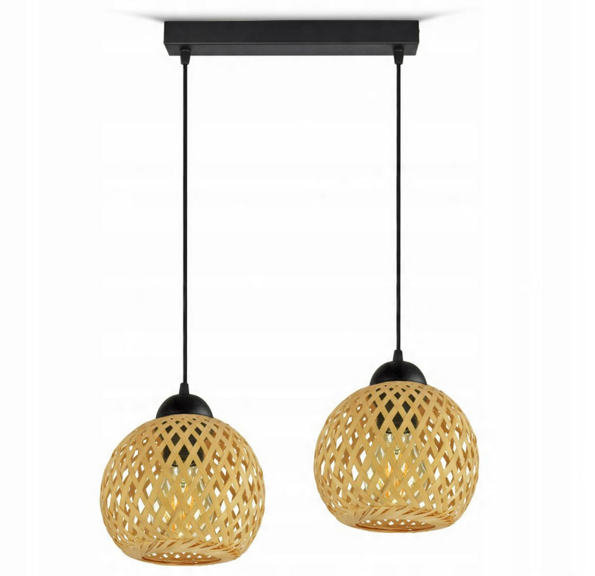 PENDELLEUCHTE BOHO - Beige/Schwarz, Holz/Metall (13/42/100cm) - kiki design