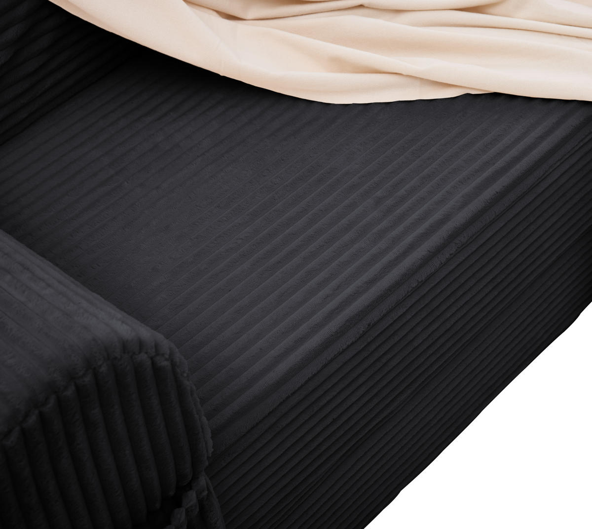 SCHLAFSOFA Cordstoff, 2-in-1 Klappsofa, 2-Sitzer, Sofabett 190×156 cm, Schwarz - Schwarz, Textil (190/65/78cm) - LVHOM