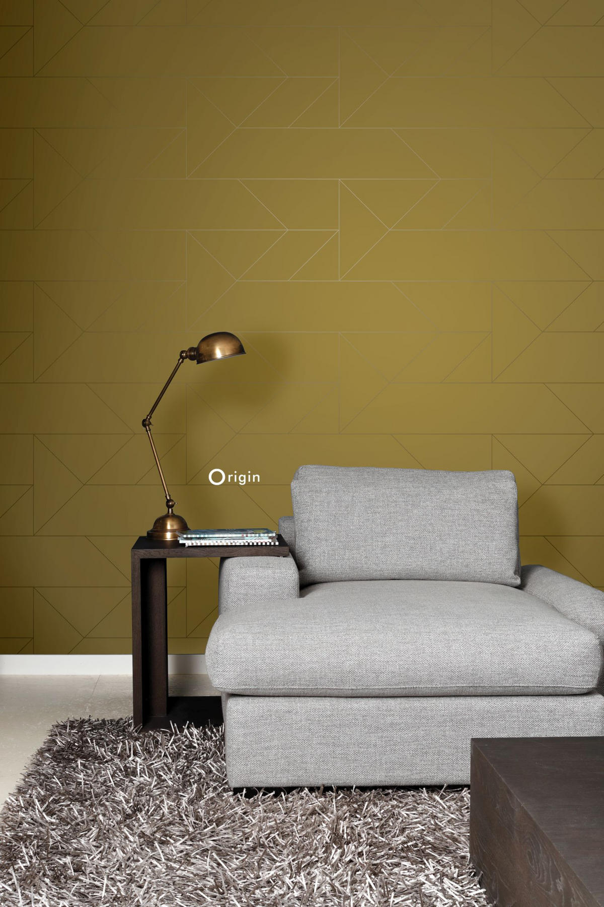 TAPETE grafische Linien 53 cm x 10.05 m - Gelb, Papier (53/1000cm) - Origin Wallcoverings