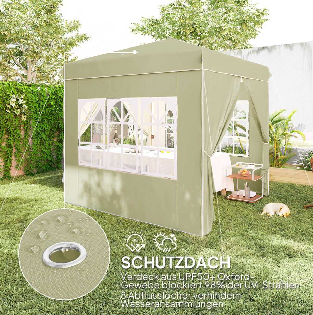PAVILLONS aus Polyester 248x248x270 cm in Beige mit Pop-up-Mechanismus - Beige, Textil (248/270/248cm) - Modfu