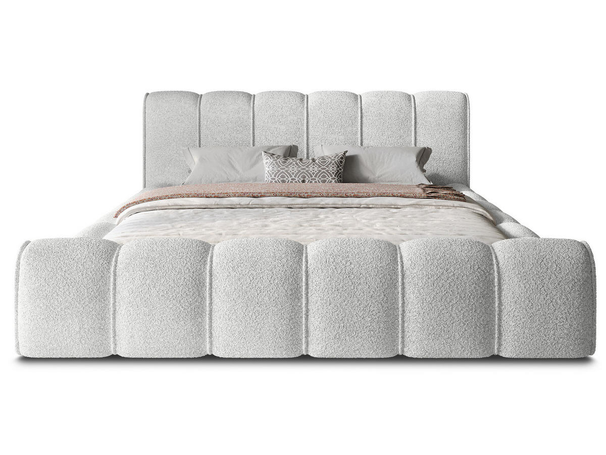 POLSTERBETT Adell 2 Off-White 140/200 cm Boucle mit Bettkasten - Weiß, Textil/Metall (140/200cm) - wonello