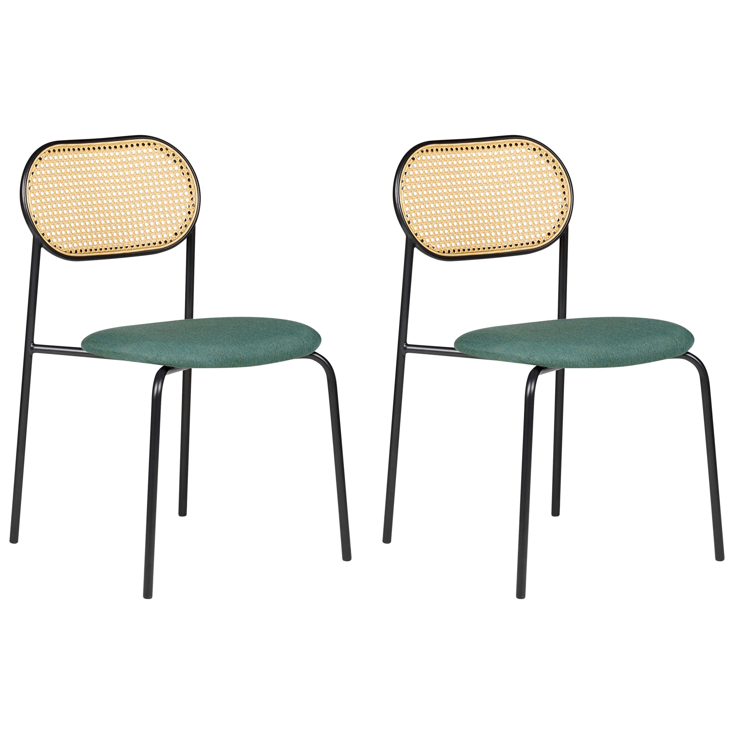 ÉTKEZŐSZÉK 2 darabos Szett Fém sötétzöld/fekete Adaver - fekete/világosbarna, fém (47/79/48cm) - Beliani