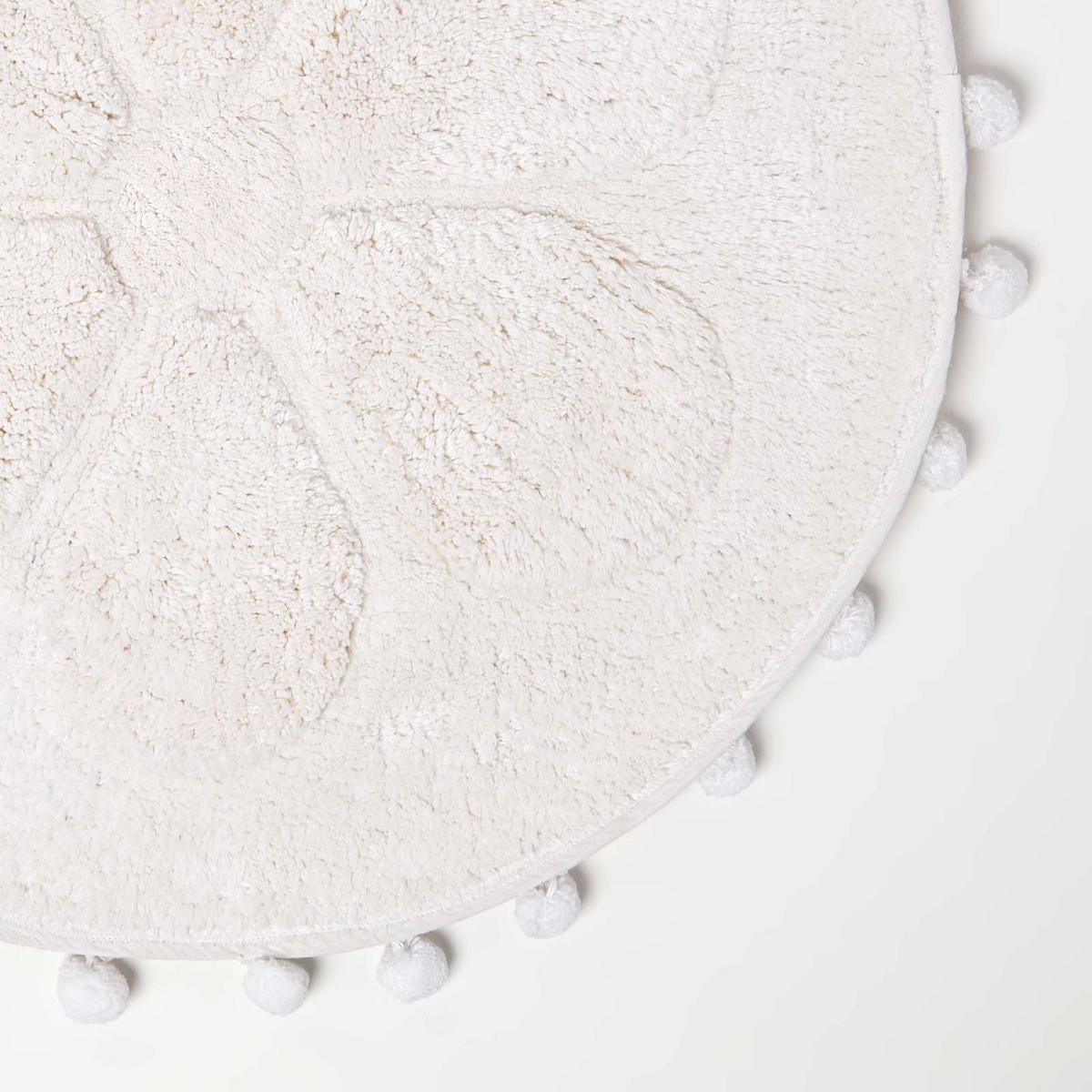 BADEMATTE Blume rund 60 cm, Baumwolle - Weiß, Textil (60/60cm) - Homescapes