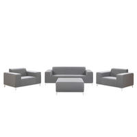 LOUNGE SET 5-Sitzer grau/weißes Gestell Rovigo - Schwarz/Grau, Textil - Beliani