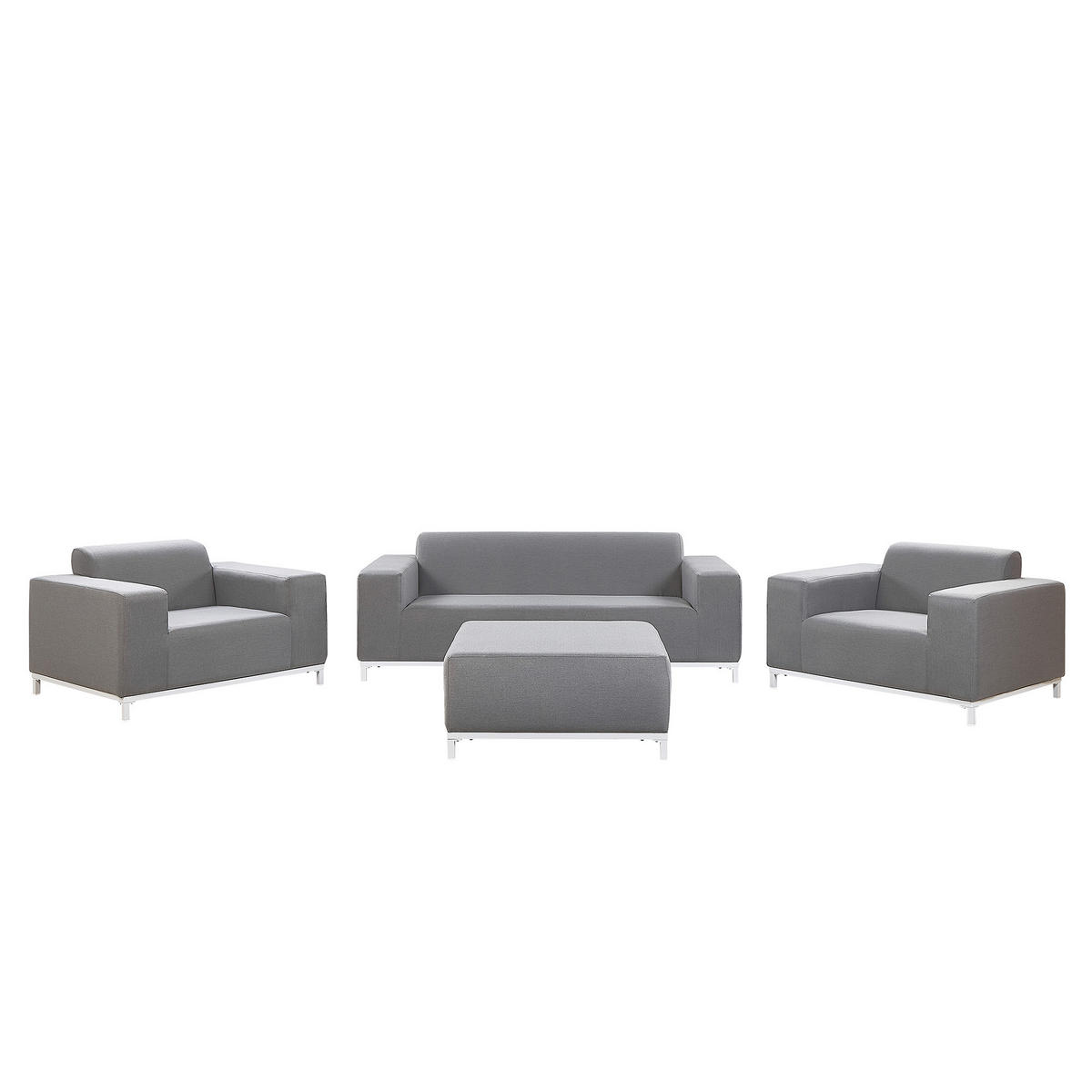 LOUNGE SET 5-Sitzer grau/weißes Gestell Rovigo - Schwarz/Grau, Textil - Beliani