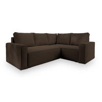 ECKSOFA ESTANO R-S Braun Kordstoff mit Schlaffunktion - Braun, Holz (230/158cm) - MASSENO