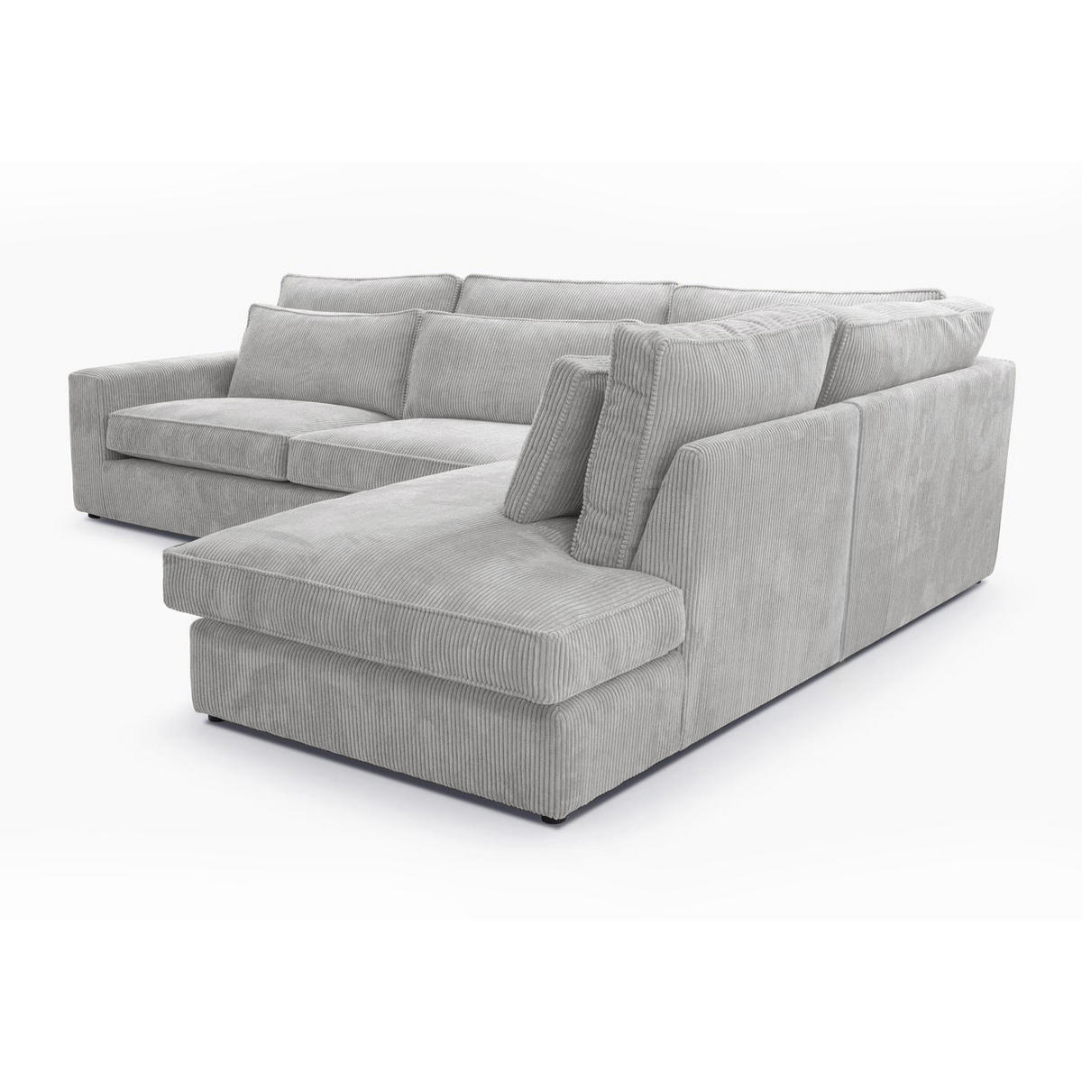 ECKSOFA Parma ohne Schlaffunktion, Cord-Stoff, Graubeige, Rechts - Hellgrau/Schwarz, Textil (314/224cm) - Beautysofa