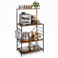 KÜCHENREGAL Schwarz Industrial 4 Ablagen - Braun, Holzwerkstoff/Metall (60/123/40cm) - Relaxdays