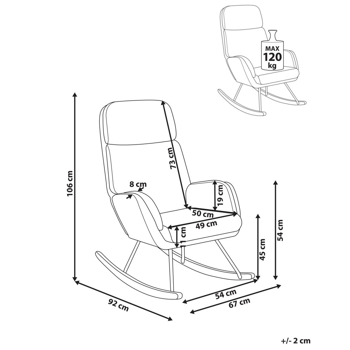 SCHAUKELSTUHL Cremeweiß Kvelia - Schwarz/Weiß, Textil (67/106/92cm) - Beliani