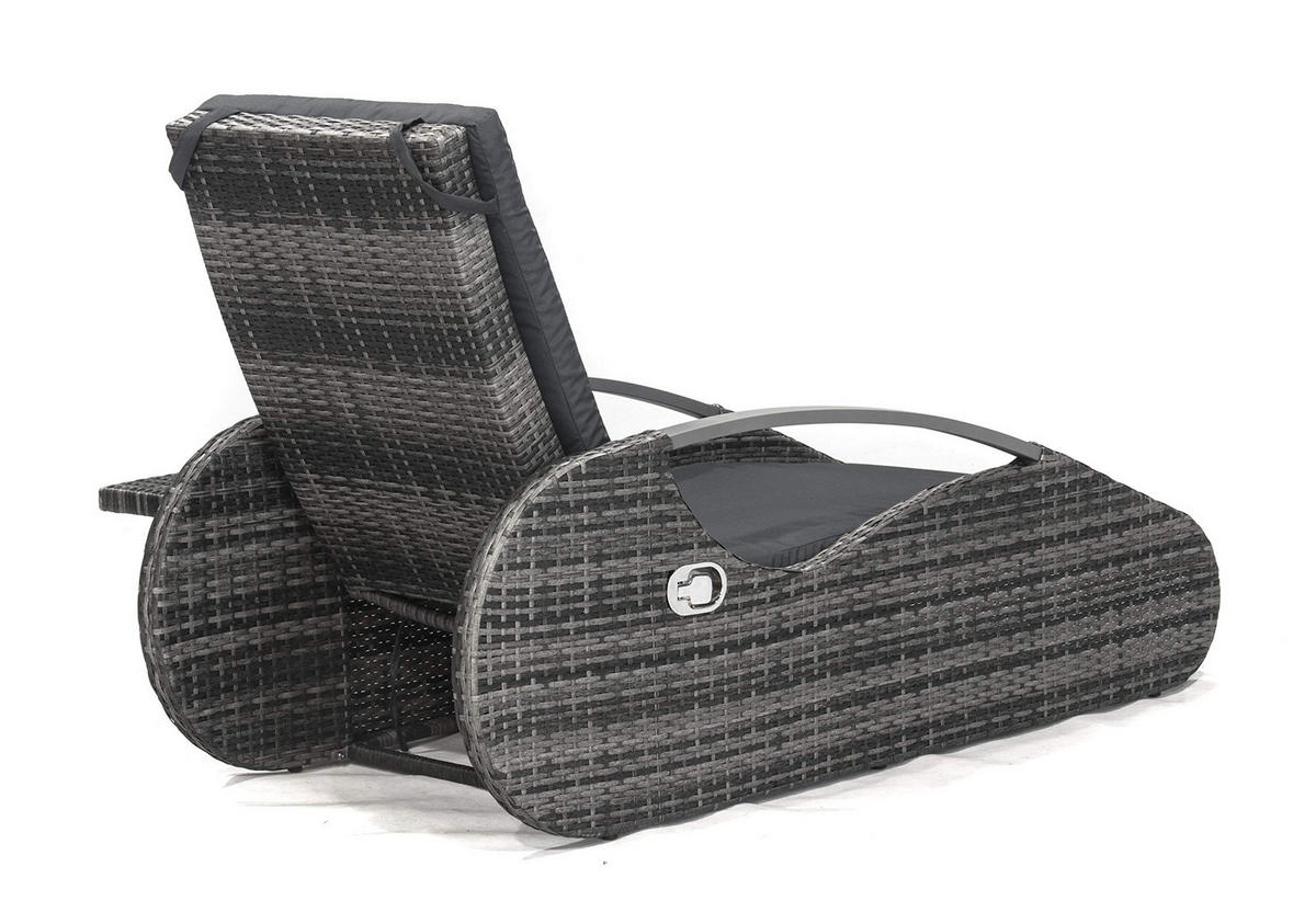 GARTEN-LOUNGER Eva Stahl Schilfgrau Kunststoff Gartenliege Sonnenliege - Grau, Kunststoff (62.5/66.5/194.5cm) - DELUKE