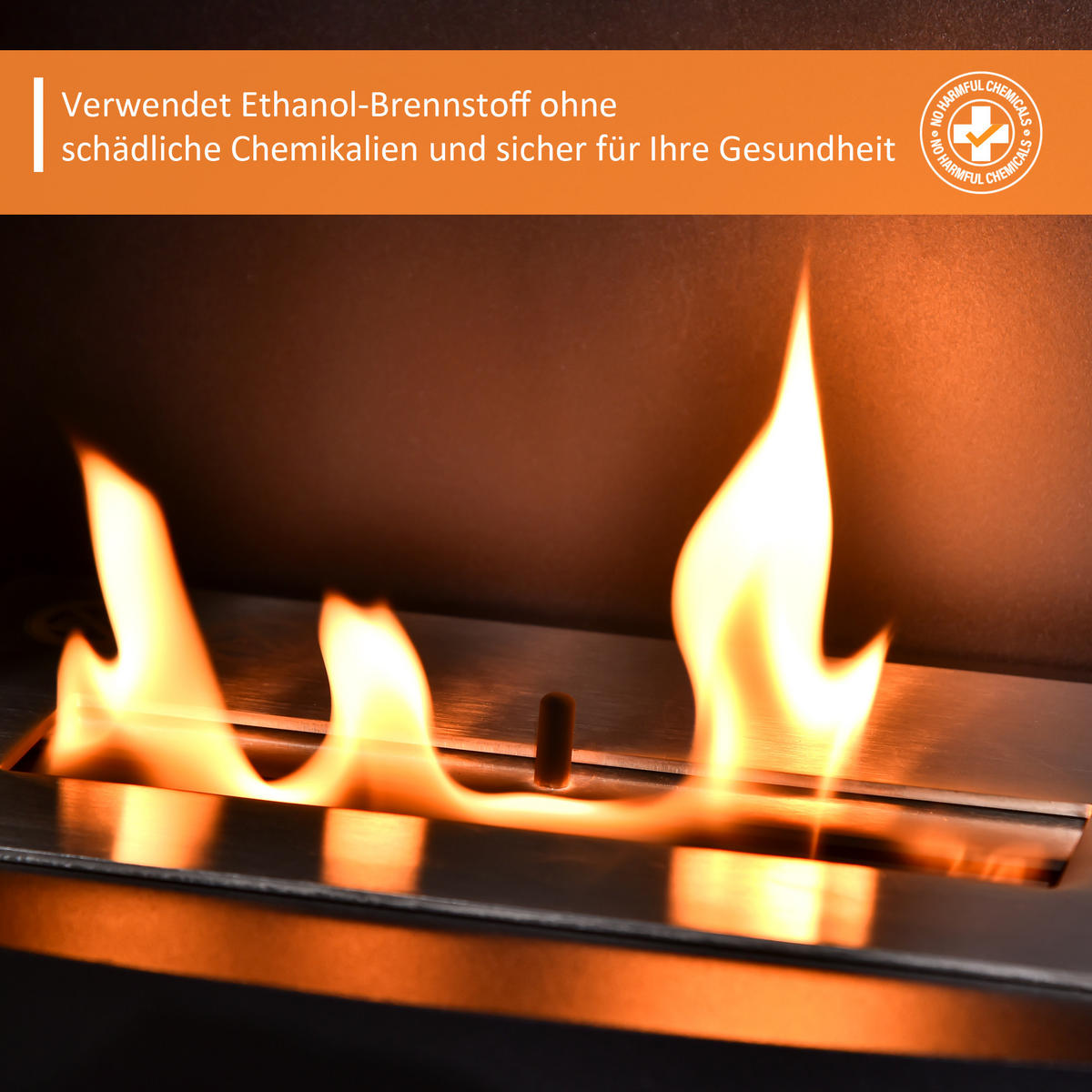 ETHANOL-KAMIN, 1,5L, 3 Std., frei stehend, einzigartig ,Stahl, Schwarz - Schwarz, Metall (53/65/46.5cm) - HOMCOM