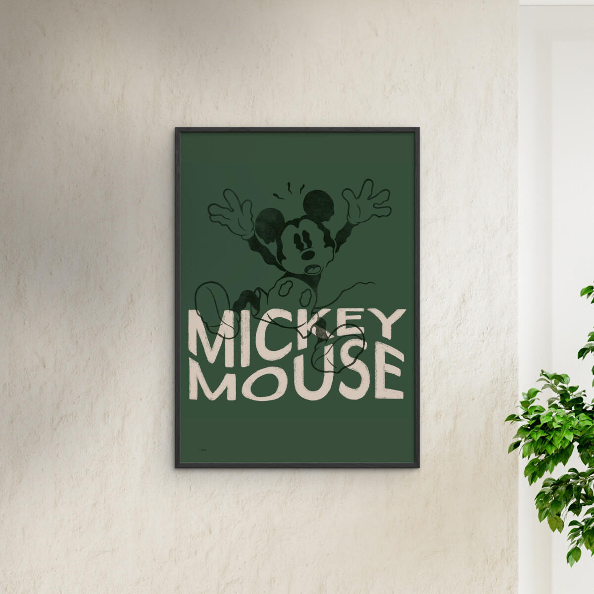 POSTER mit Rahmen Disney - Disney - Mickey Mouse Wavy Green - Schwarz/Grün, Holz/Papier (50/70cm) - Poster&Frame