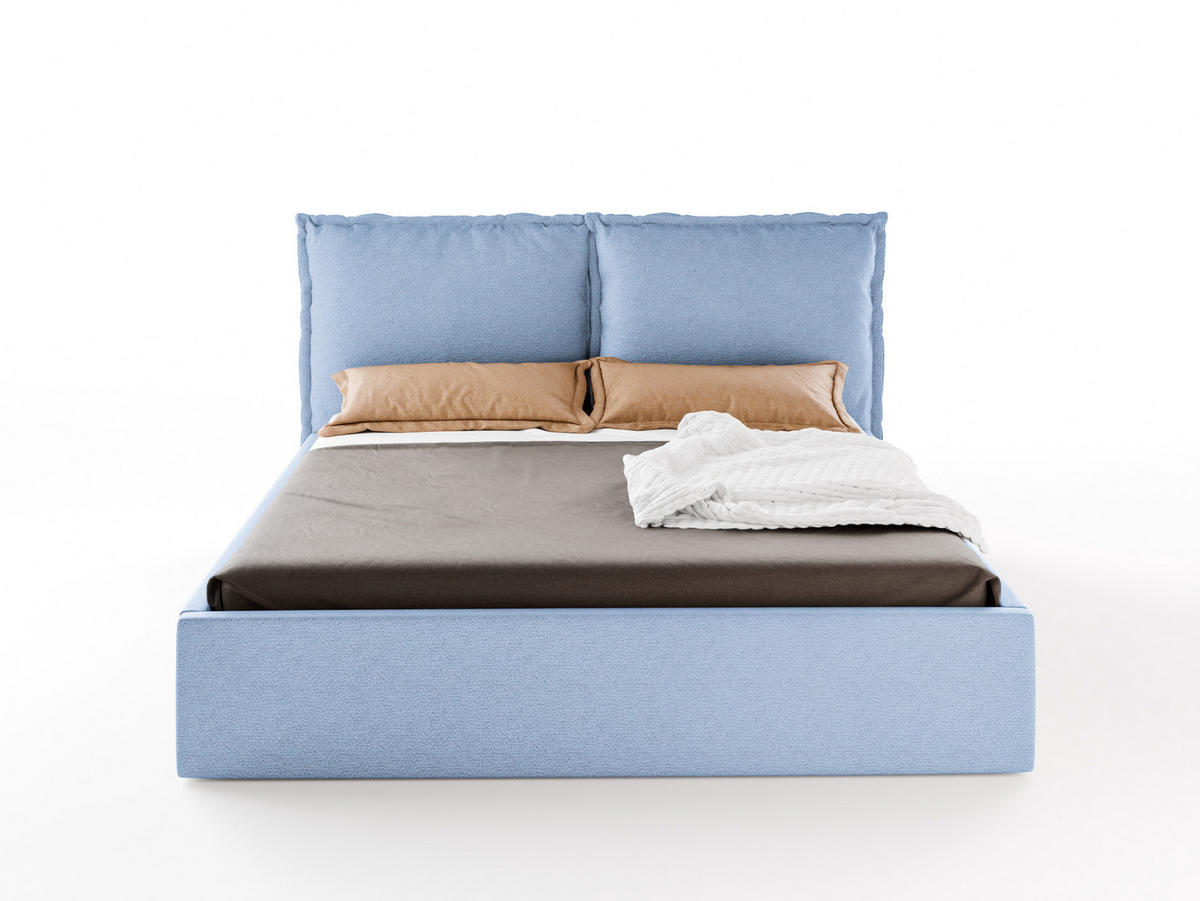 POLSTERBETT MIRA 180x200 cm mit Bettkasten, Stauraum und Metall-Lattenrost – VIBE Hellblau - Schwarz/Hellblau, Textil/Metall (180/200cm) - Luxkor24