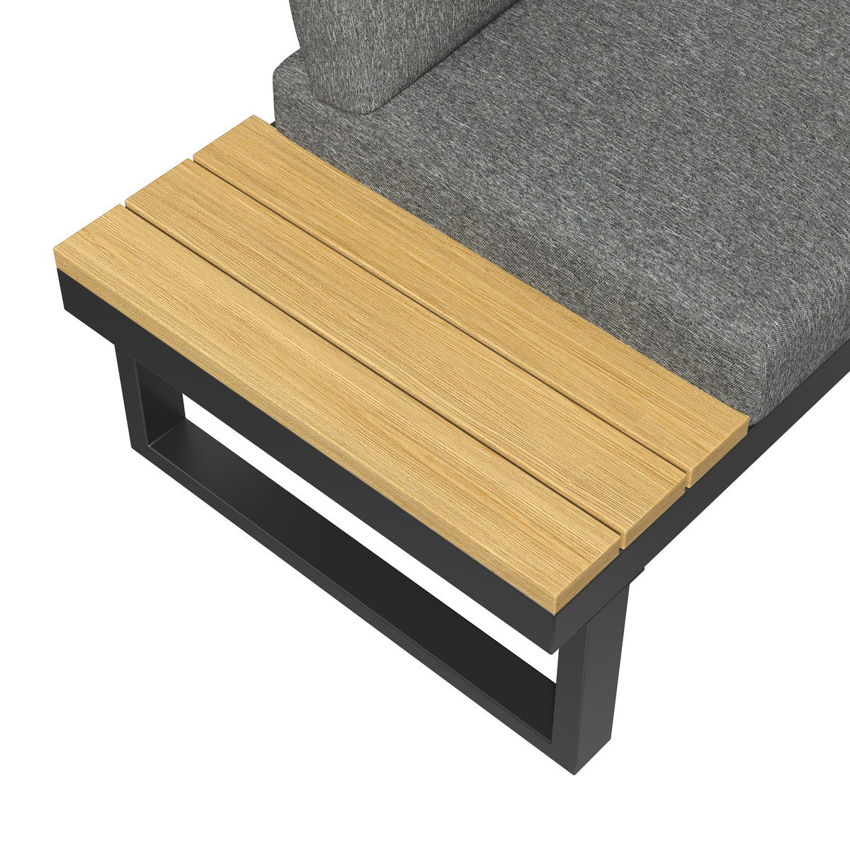 GARTEN-ESSGRUPPE mit verstellbarer Neigefunktion, 6-Sitzer Ecklounge im Industrial-Stil, Schwarz/Grau - Grau, Metall - Redom