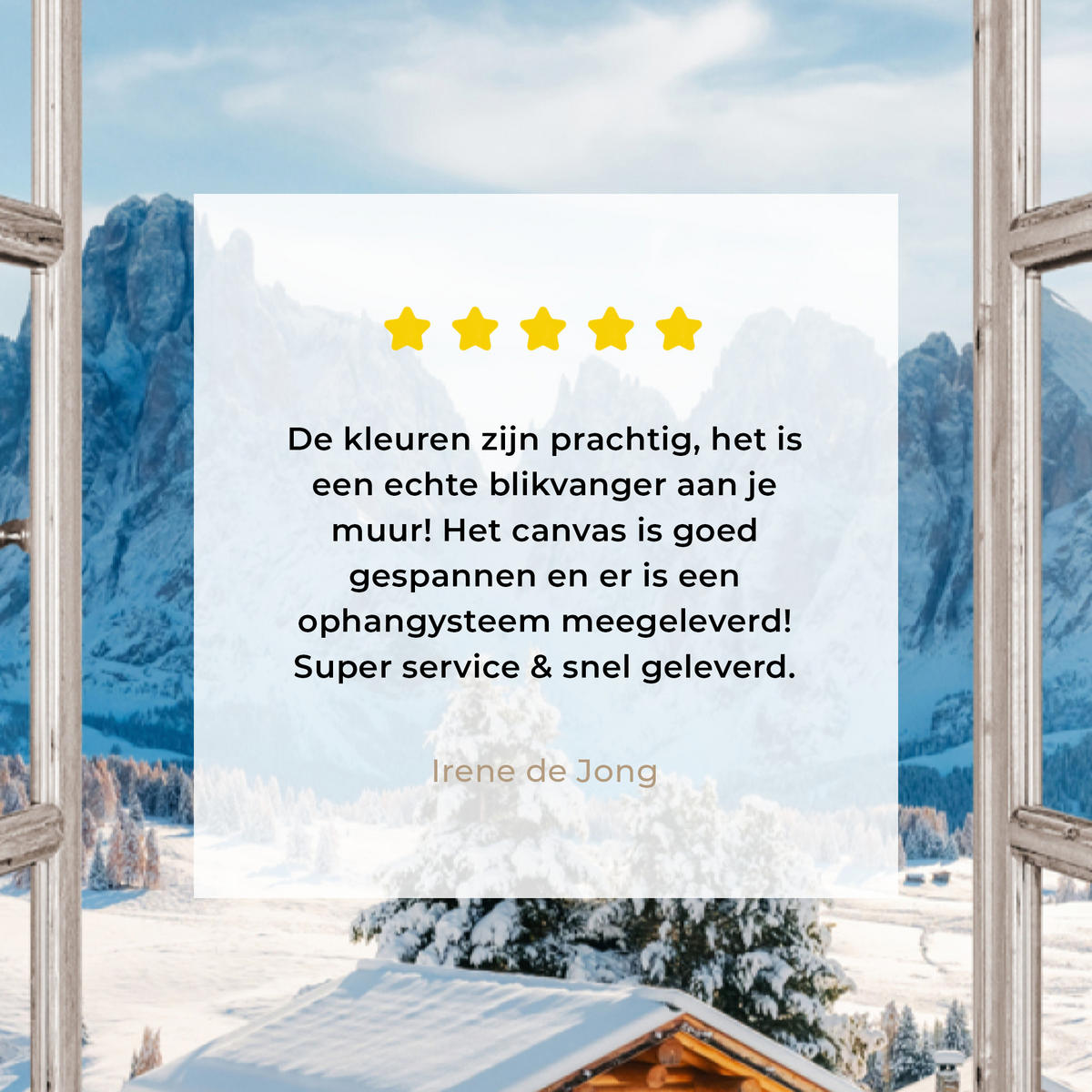 LEINWANDBILD Winterlandschaft - Hütte - Berge - Ausblicke - Aussicht - Natur Deko Wohnzimmer 20x30 cm - Weiß Hochglanz, Textil (20/30cm) - MuchoWow