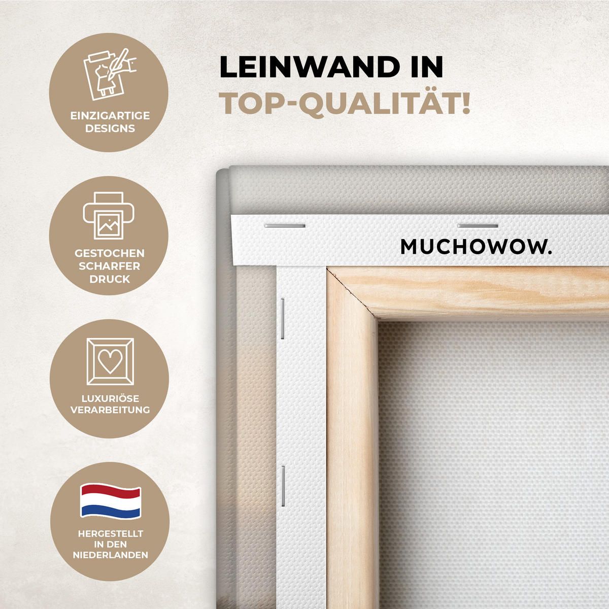 LEINWANDBILD Gras - Morgennebel - Kreuz - Christentum Wandbilder 80x60 cm - Beige, Textil (80/60cm) - MuchoWow