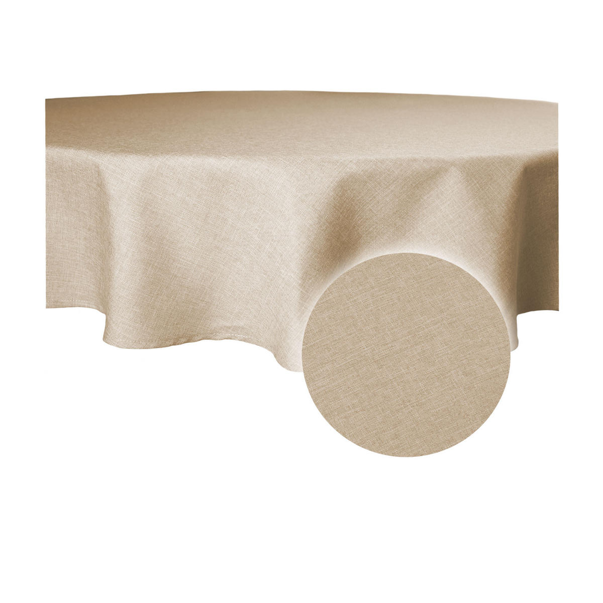 TISCHDECKE Leinenoptik 140 cm rund Beige Natur - Beige, Textil (140cm) - TiborTex