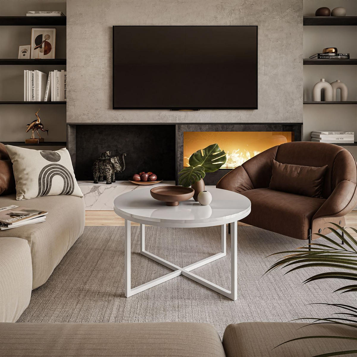 COUCHTISCH CIRI-X Hochglanz - Weiß, Holzwerkstoff (70/70/45.6cm) - Lookway