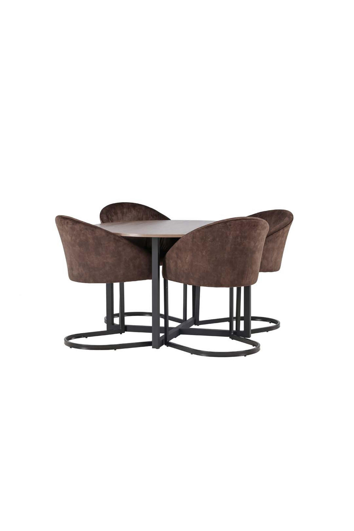 ESSGRUPPE, Durango, Tisch Braun, Stühle Braun, Holz, 120 x 120 x 75 cm, 5-teilig - Braun, Holz/Metall (120/75/120cm) - ebuy24